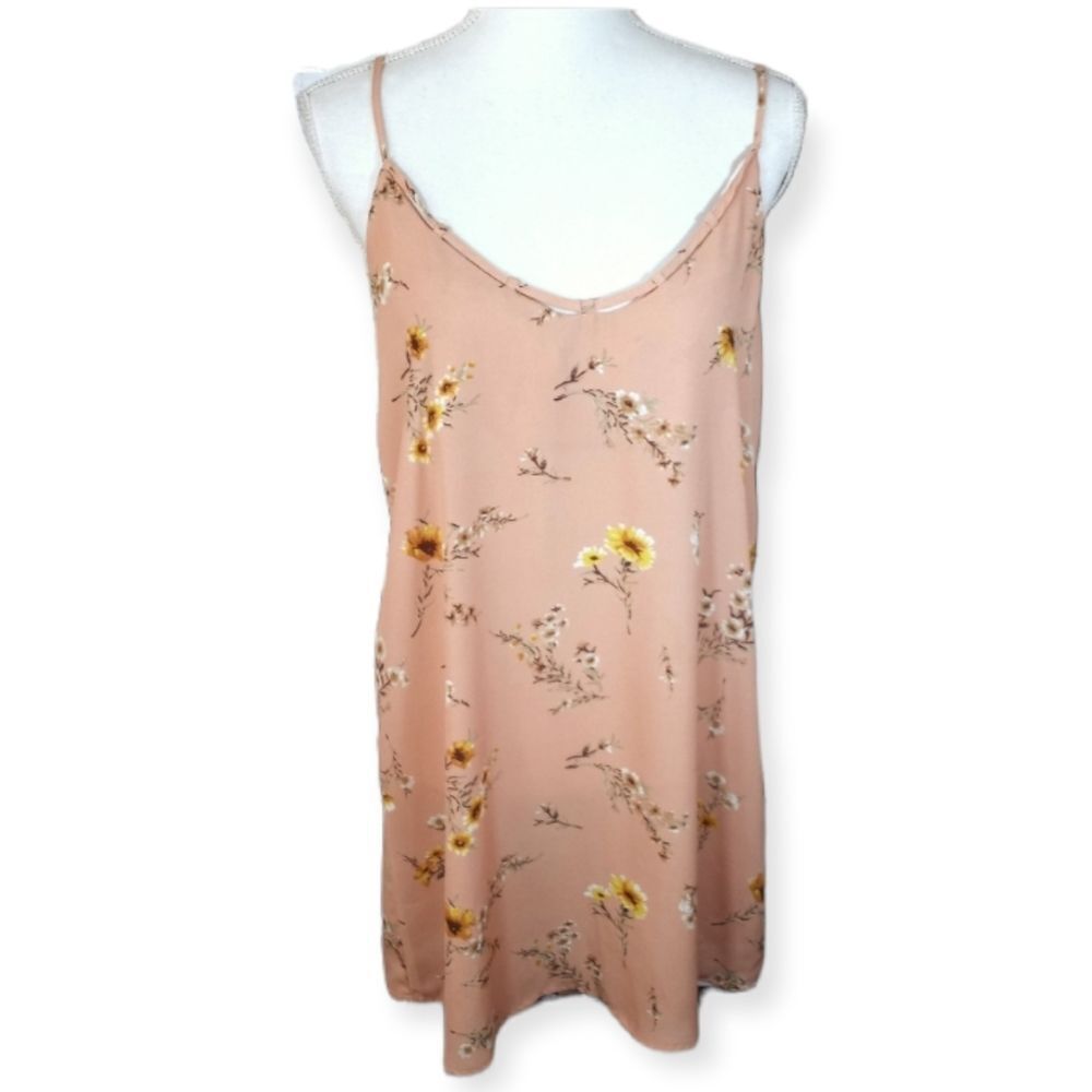 FOREVER 21 PINK/PEACH FLORAL CAMI DRESS SZ.M EUC